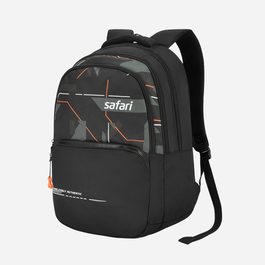 Safari Trio 11 37L Black School Backpack with Padded Back & Easy Access Pockets