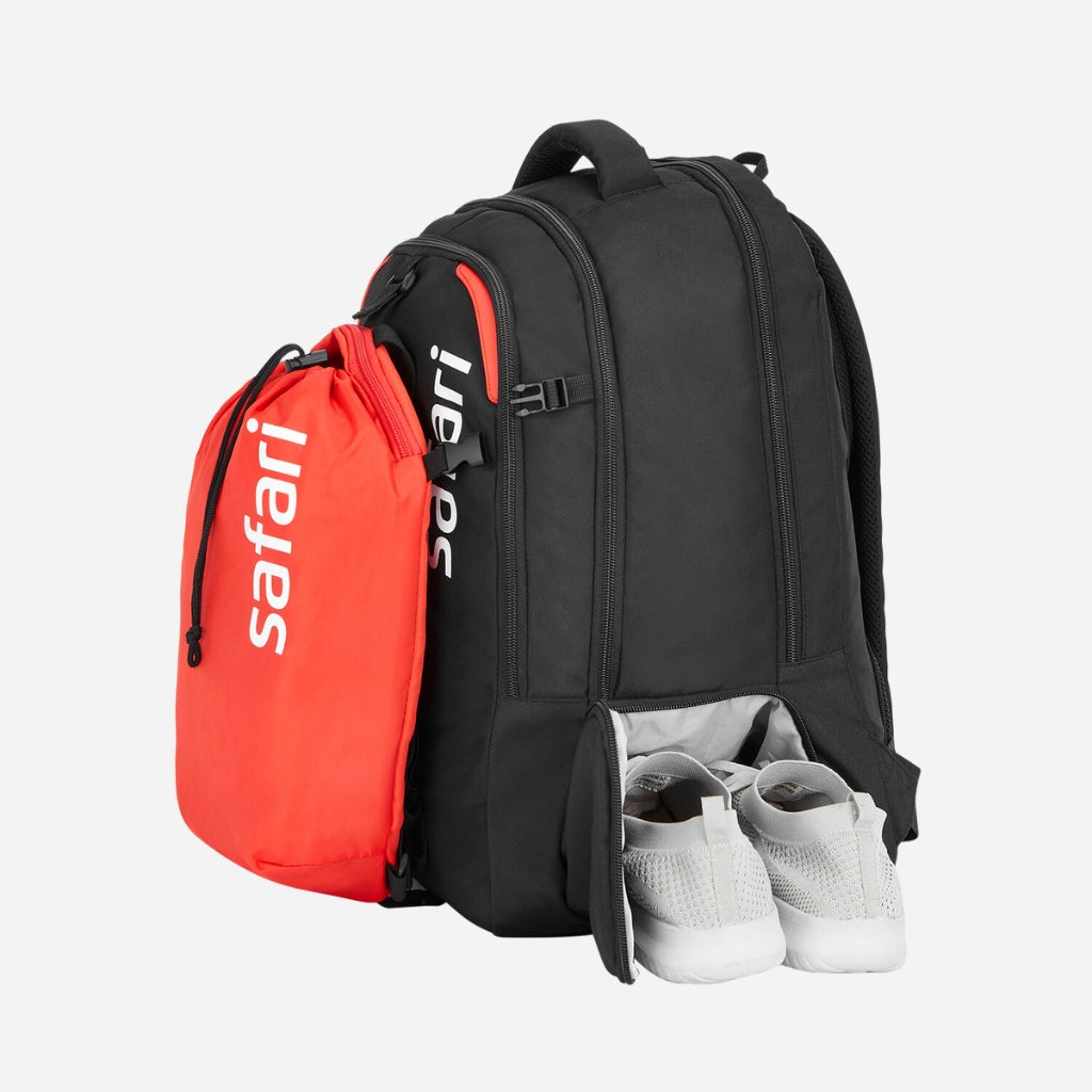 Safari Unite 45L Black Overnighter Travel Backpack with Shoe Compartment, Organized Interiors and Raincover