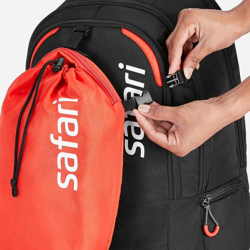 Safari Unite 45L Black Overnighter Travel Backpack with Shoe Compartment, Organized Interiors and Raincover