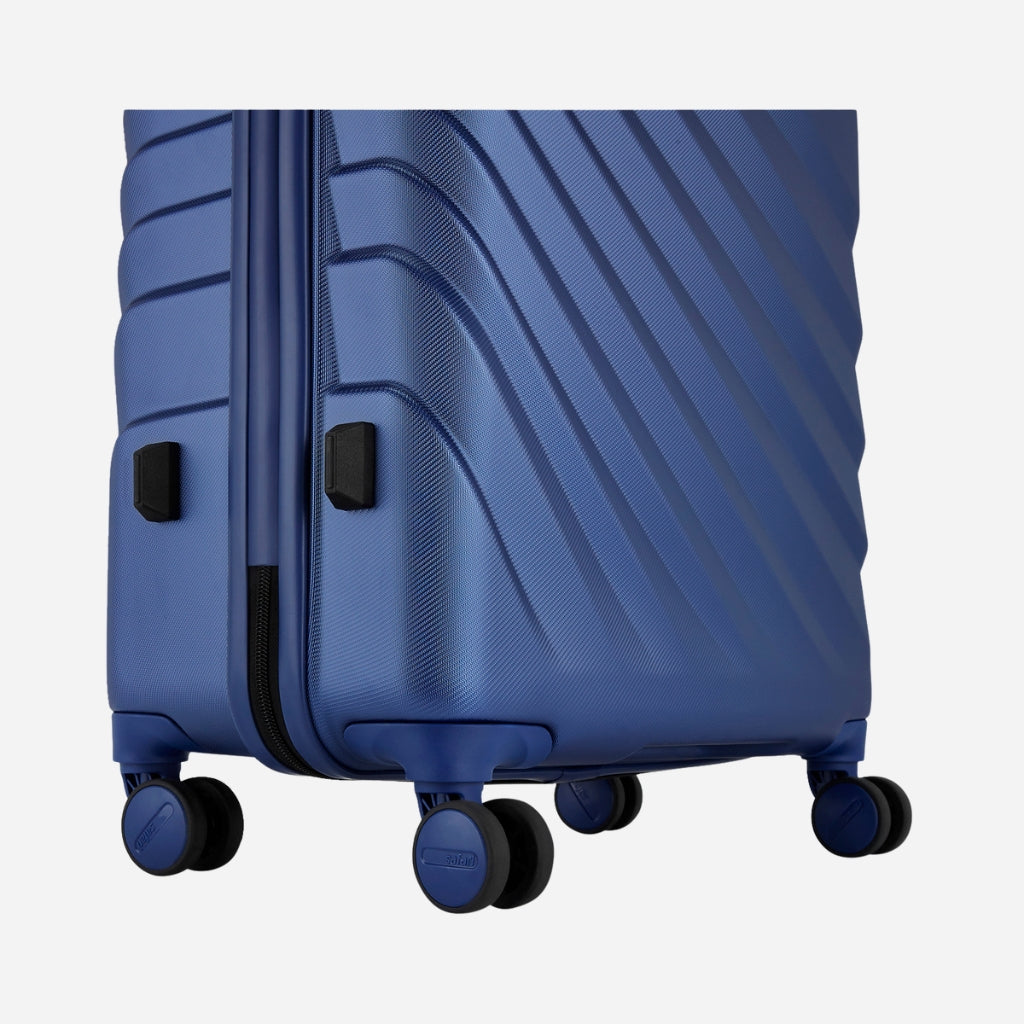Safari Polaris Pro Titan Blue Trolley Bag with TSA Lock, Dual wheels, Side Hooks and Wet Pouch