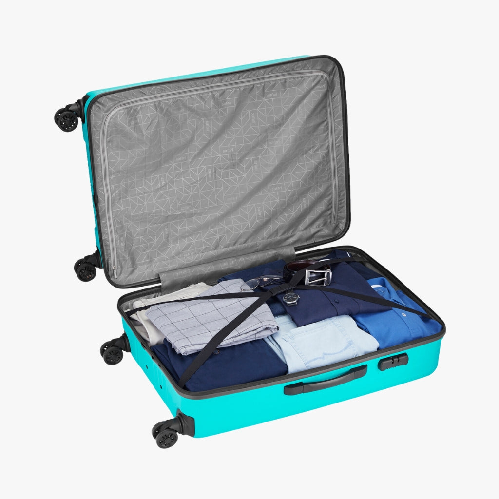 Safari Weave XL 126L Cyan Trolley Bag with 360° Wheels