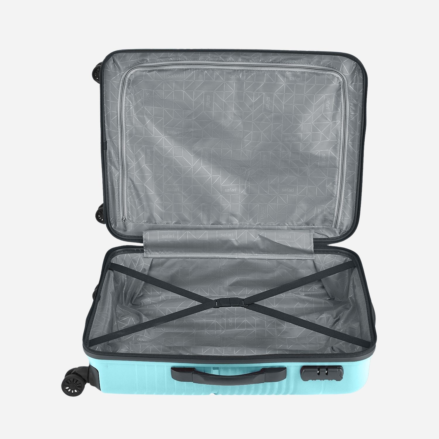 Safari Zolo Cyan Trolley Bag with Dual Wheels
