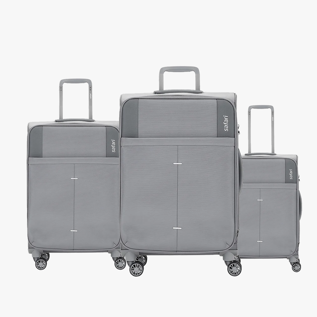 Safari Airpro Set of 3 Grey Lightweight Trolley Bags with 360° Wheels