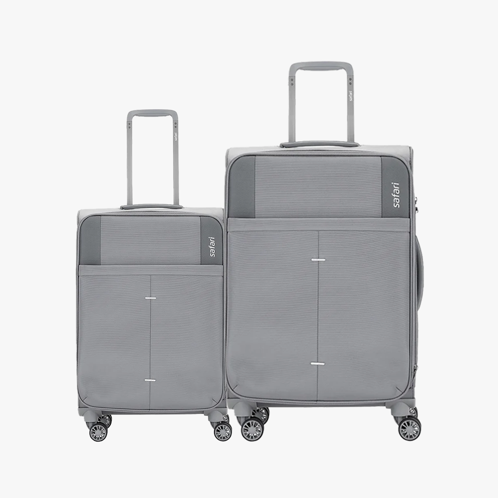 Safari Airpro Set of 2 Grey Lightweight Trolley Bags with 360° Wheels