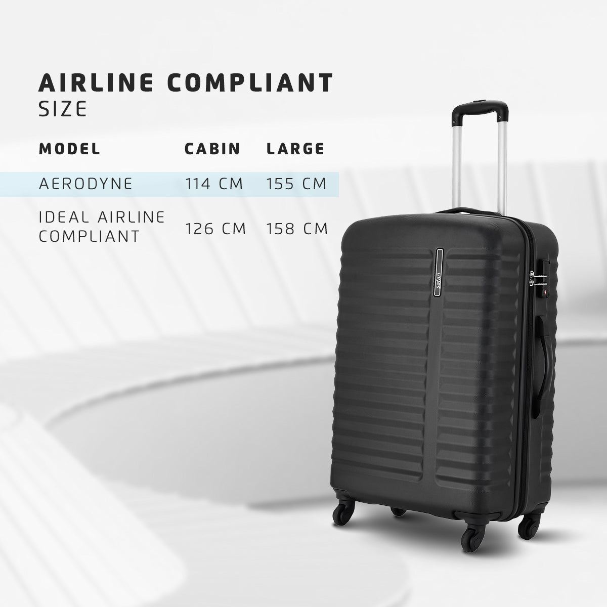 Safari Aerodyne Black Lightweight Trolley Bag with TSA Lock and Airline Compliant Sizing