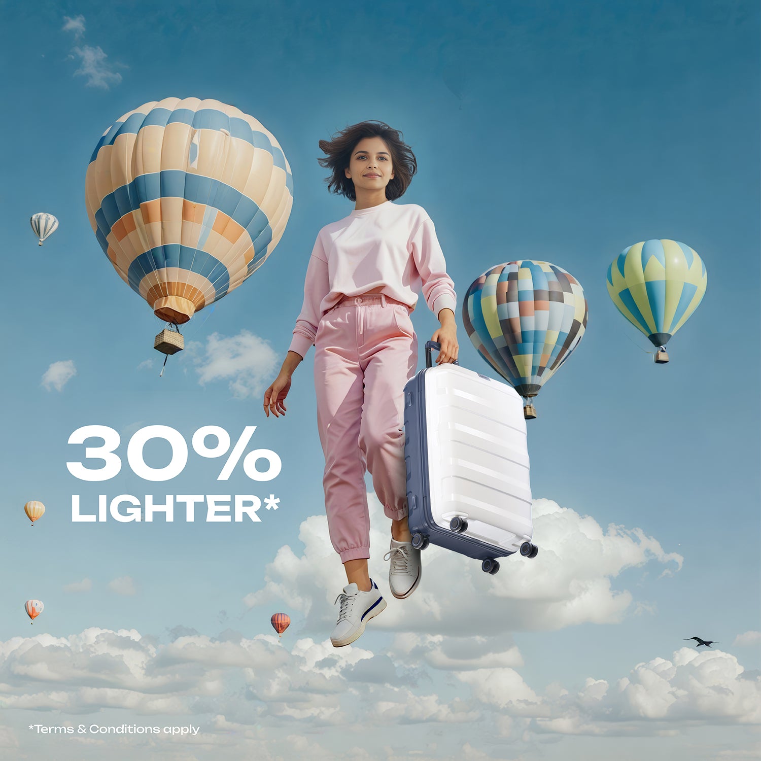 Safari Aeroglide Trolley Bag with TSA lock and Anti-Theft Zipper White