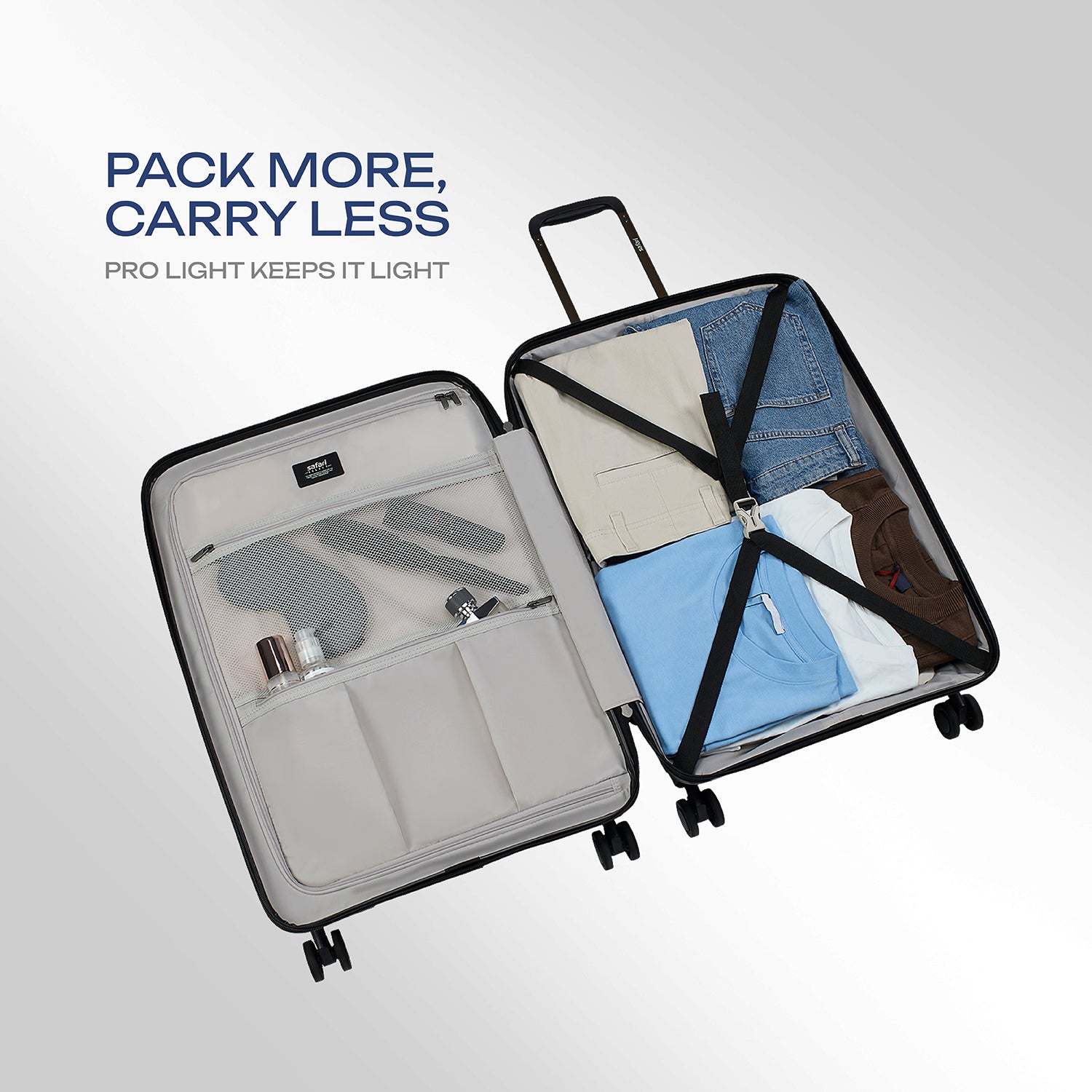 Safari Aeroglide Trolley Bag with TSA lock and Anti-Theft Zipper White