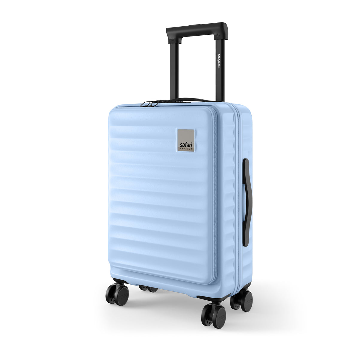 Safari Select Froniq Frost Grey Front opening Trolley Bag with TSA Lock, Dual wheels and Anti-Theft Zipper
