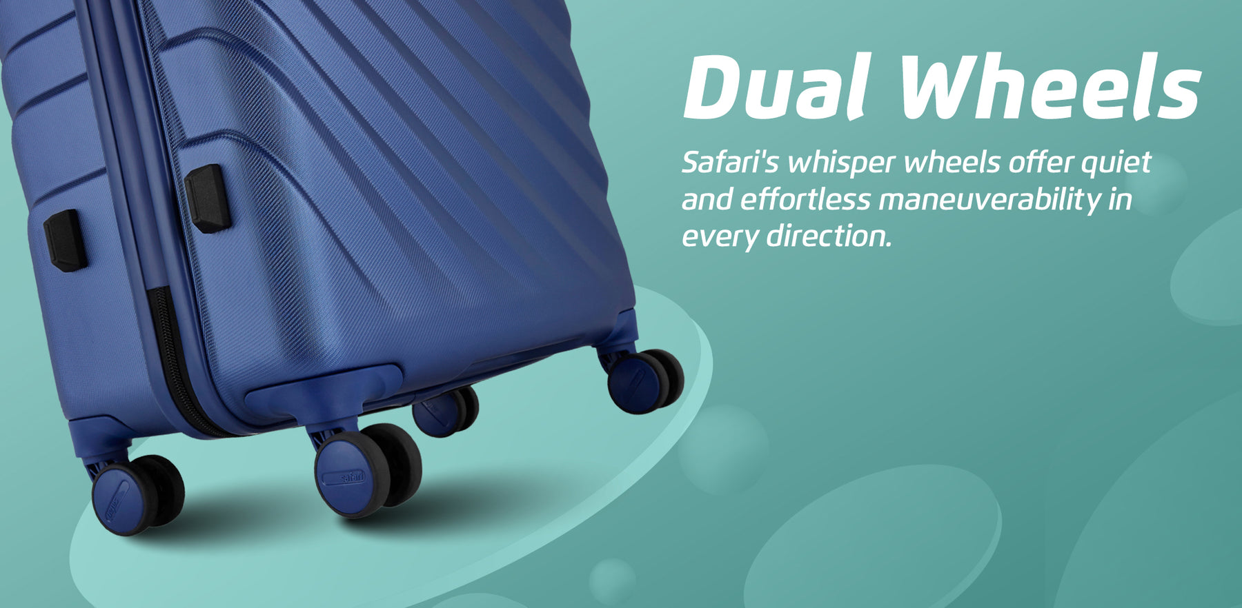 Safari Polaris Pro Titan Blue Trolley Bag with TSA Lock, Dual wheels, Side Hooks and Wet Pouch