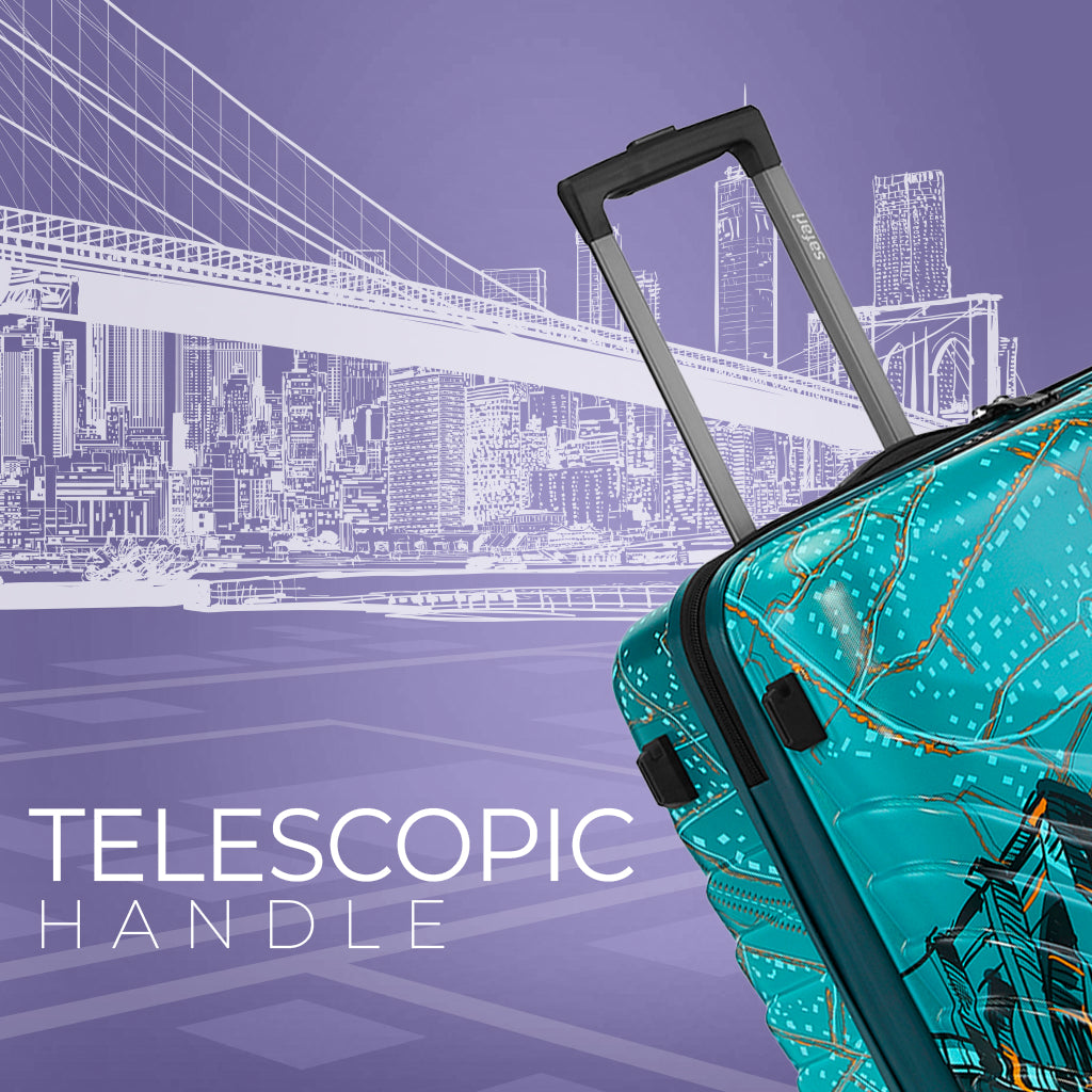 Safari Brooklyn Printed Teal Trolley Bag with TSA Lock, Dual wheels, Side Hooks and Wet Pouch