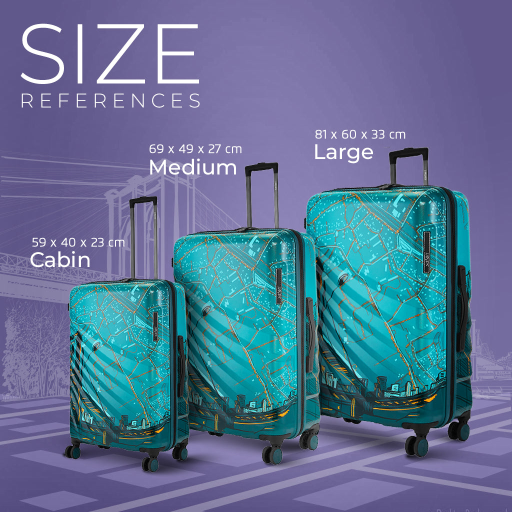 Safari Brooklyn Printed Teal Trolley Bag with TSA Lock, Dual wheels, Side Hooks and Wet Pouch