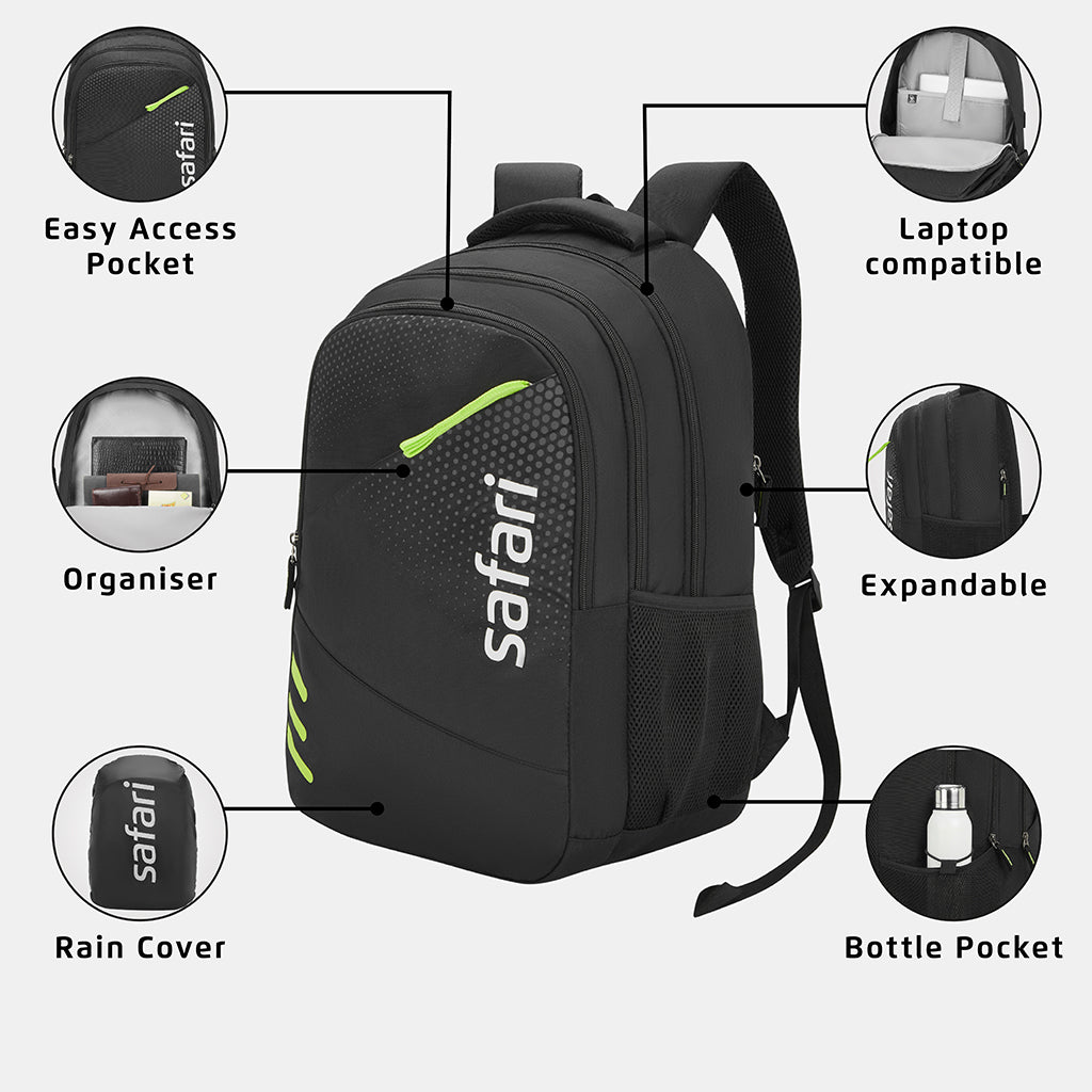 Safari Vogue 1 37L Black Laptop Backpack With Raincover