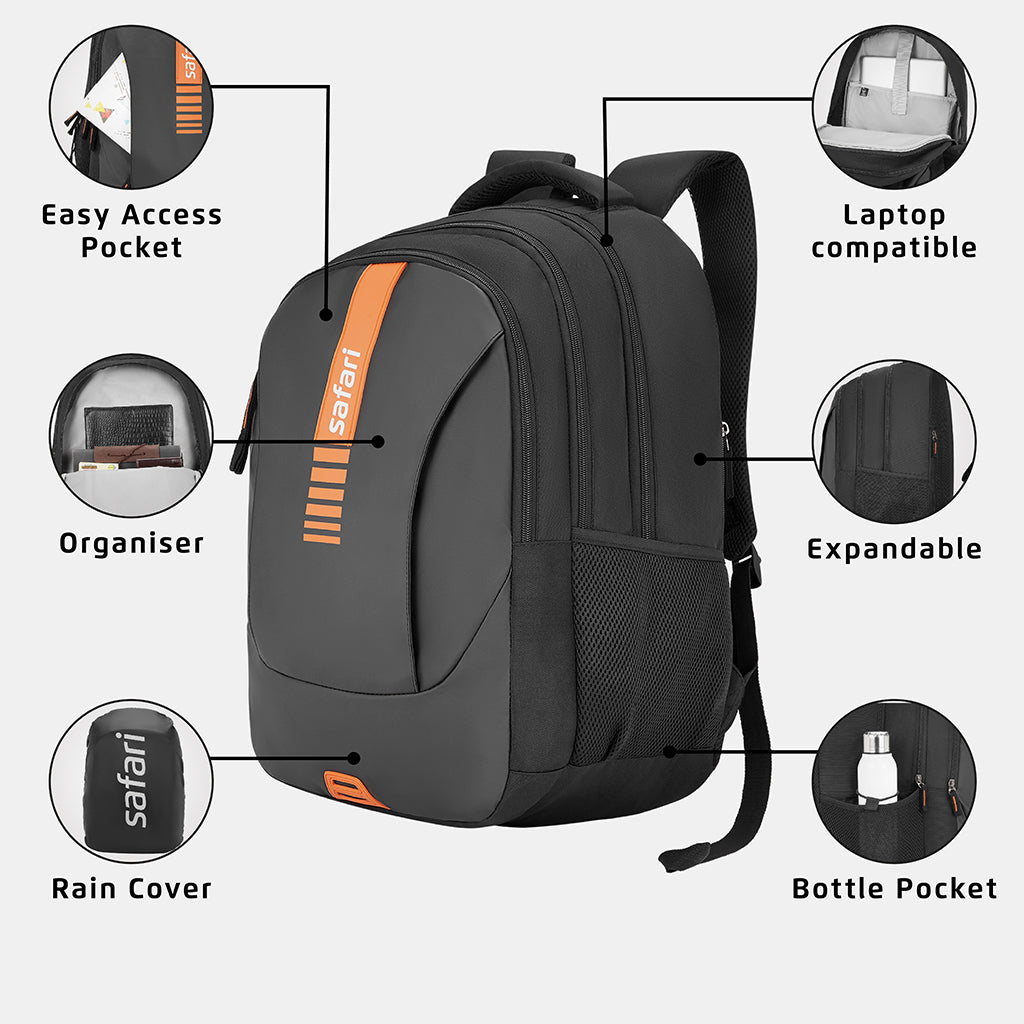 Safari Vogue 2 37L Black Laptop Backpack With Raincover