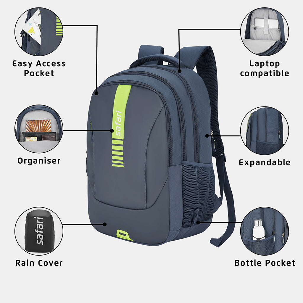 Safari Vogue 2 37L Blue Laptop Backpack with Raincover