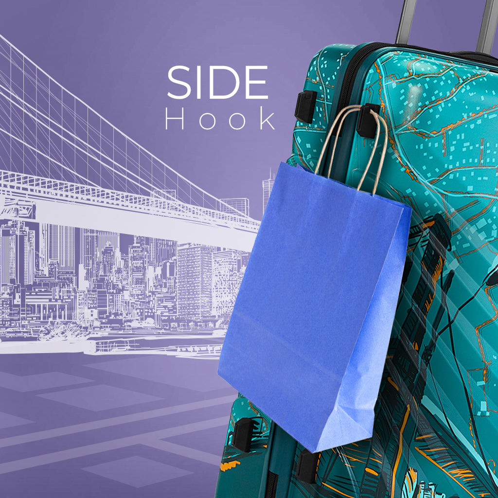 Safari Brooklyn Printed Teal Trolley Bag with TSA Lock, Dual wheels, Side Hooks and Wet Pouch