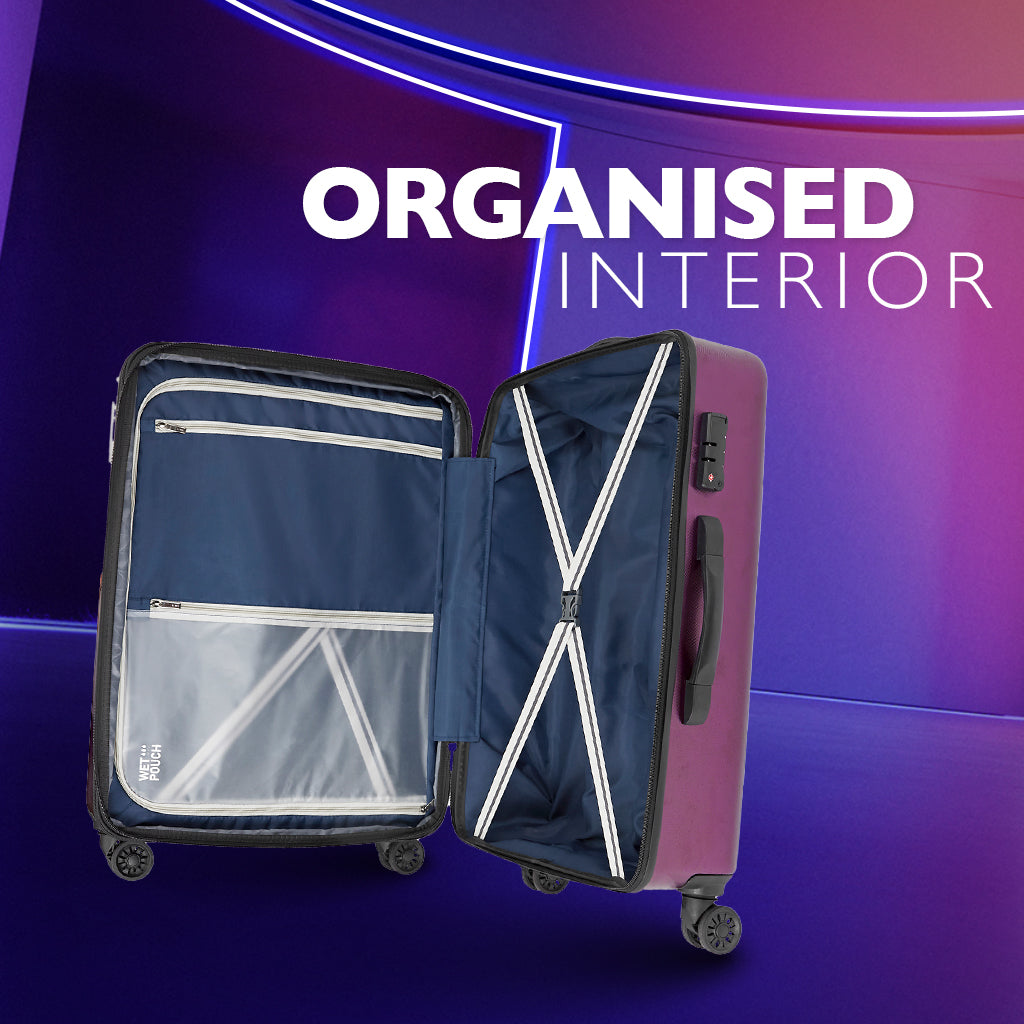 Safari Cargo Max Magenta Purple Expandable Trolley Bag with Premium Interior & Anti Theft Zipper