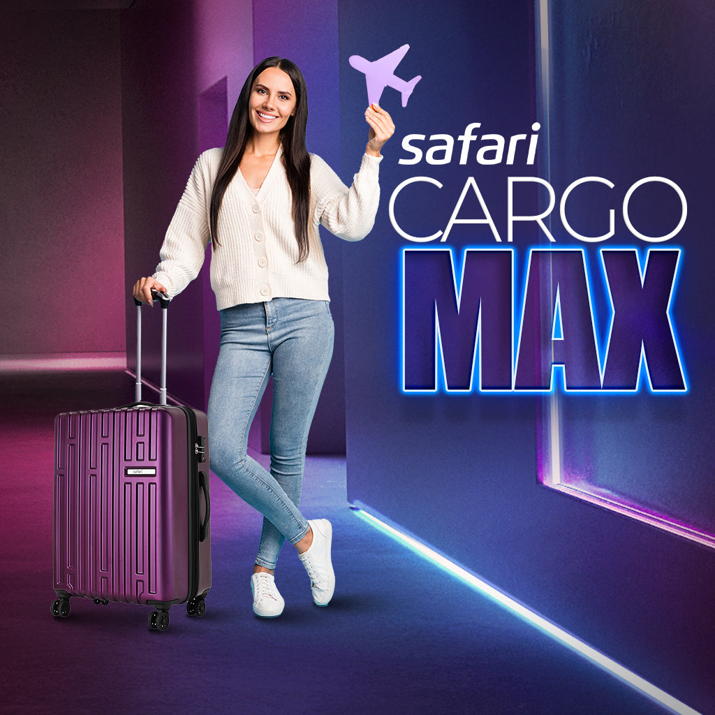 Safari Cargo Max Magenta Purple Expandable Trolley Bag with Premium Interior & Anti Theft Zipper