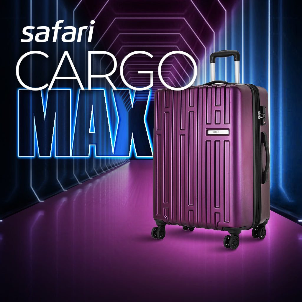 Safari Cargo Max Set of 3 Magenta Purple Trolley Bags with Dual Wheels & Anti Theft Zipper