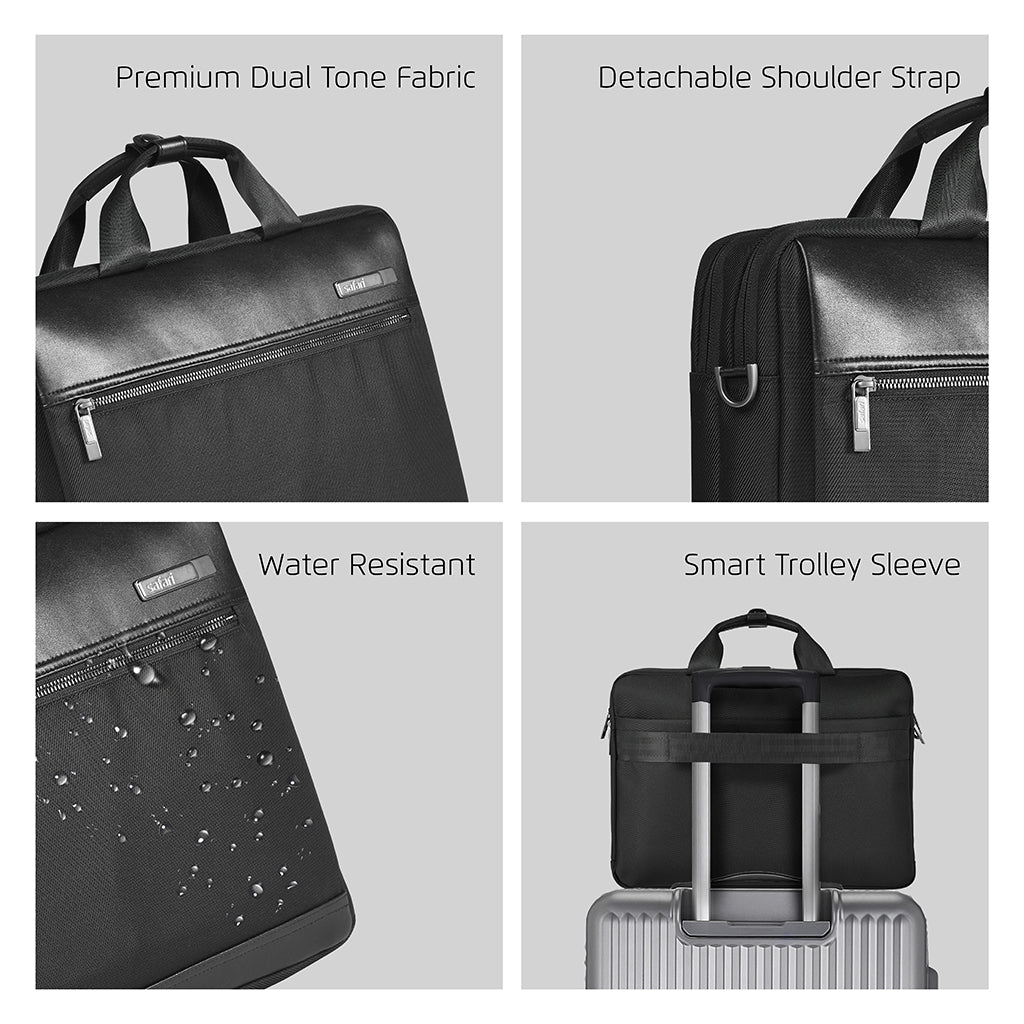 Safari Crest Messenger Bag with Dual compartments - Black