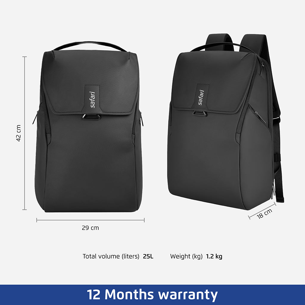 Safari Enigma 27L Black Formal Backpack with Laptop Sleeve