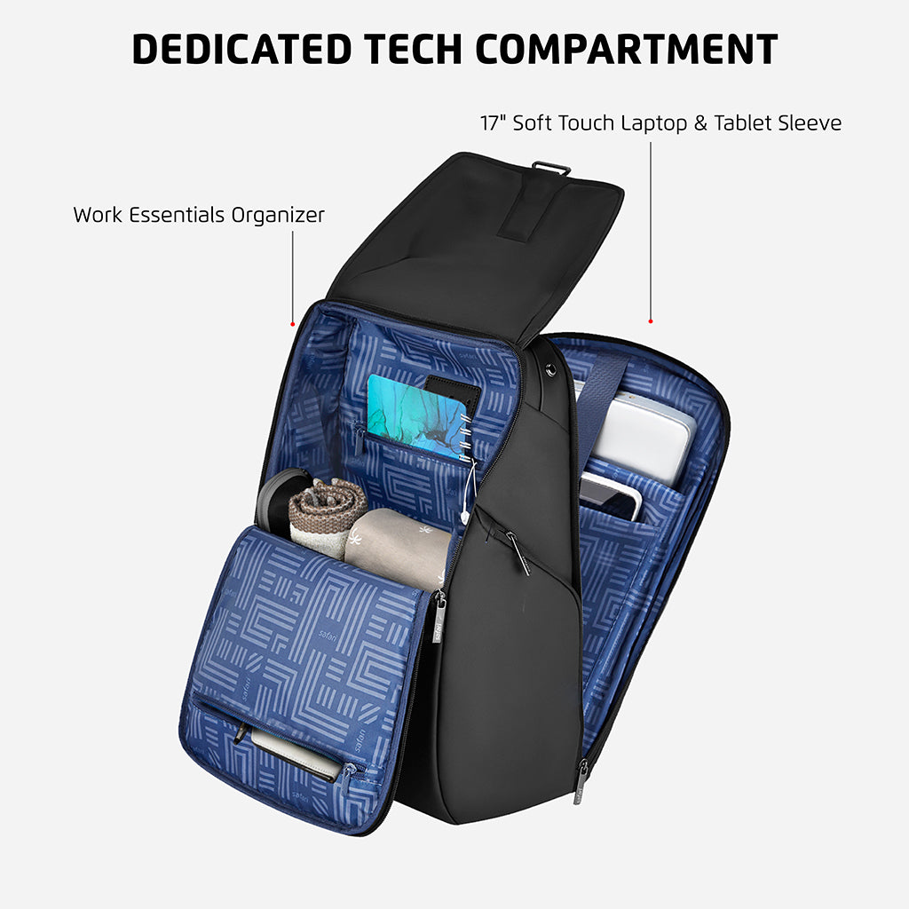 Safari Enigma 27L Black Formal Backpack with Laptop Sleeve