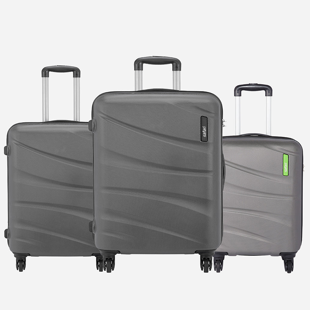 Safari Flo Secure Set of 3 Trolley Bags with 360° Wheels, Anti Theft Zipper and Detailed Interiors