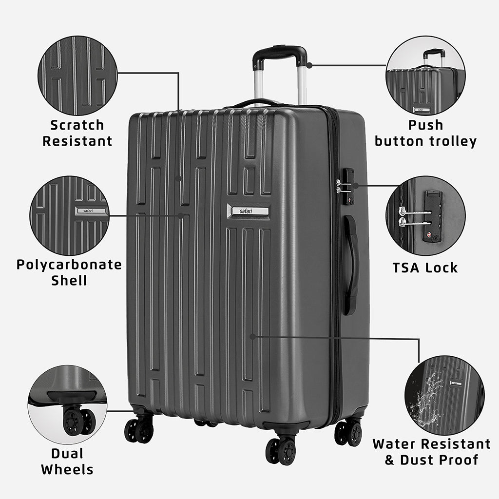 Safari Cargo Neo Gun Metal Trolley Bag with TSA Lock