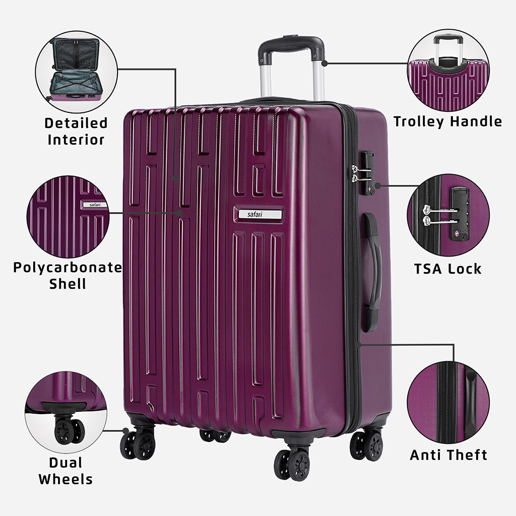 Safari Cargo Neo Set of 3 TSA Lock Trolley Bags with 360° Wheels