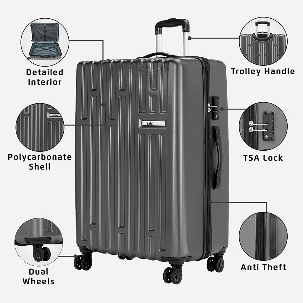 Safari Cargo Neo Set of 3 TSA Lock Trolley Bags with 360° Wheels