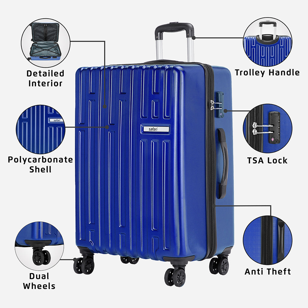 Safari Cargo Neo Set of 3 TSA Lock Trolley Bags with 360° Wheels