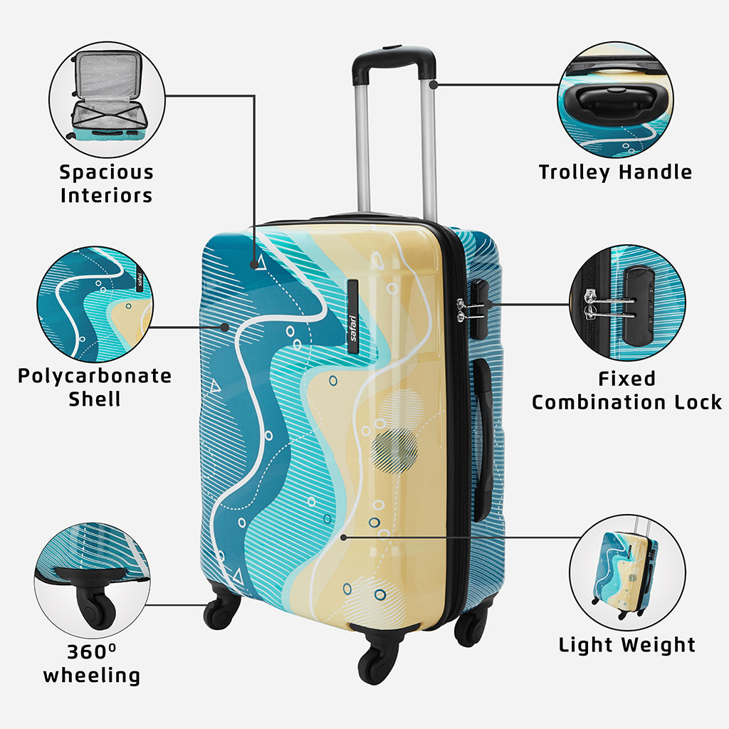Safari Coastline Printed Trolley Bag with Anti Theft Zipper