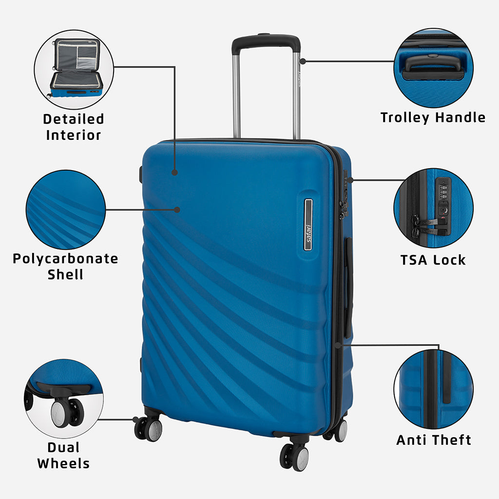 Safari Polaris Electric Blue Trolley Bag with TSA Lock