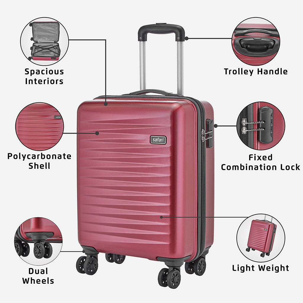 Safari Fiesta Wine Red Trolley Bag with Dual Wheels