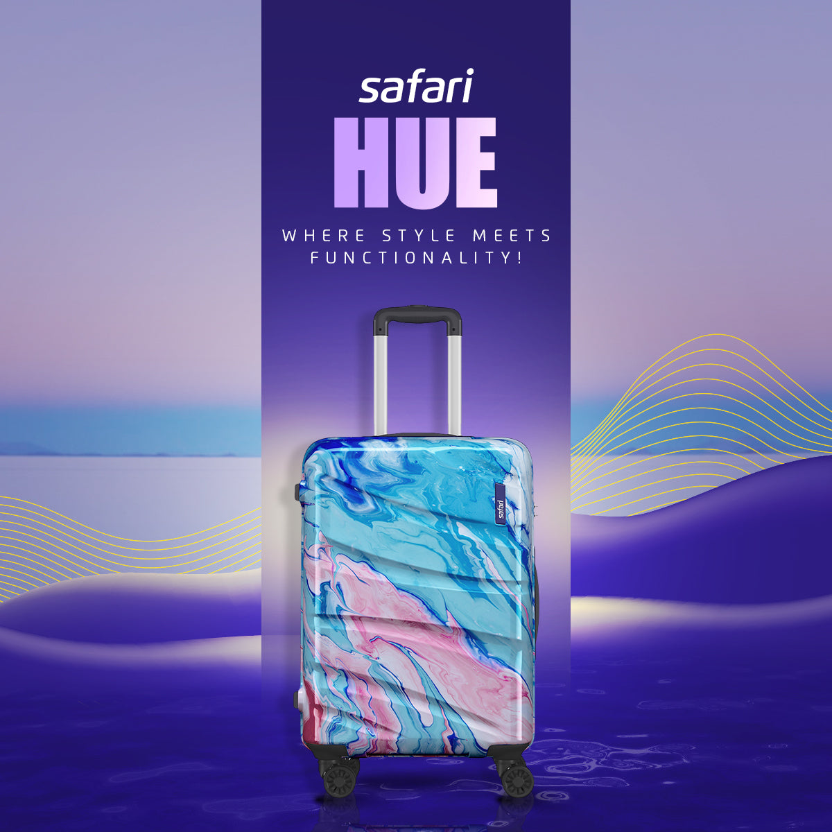 Safari Hue Set of 3 Printed Trolley Bags with Dual Wheels