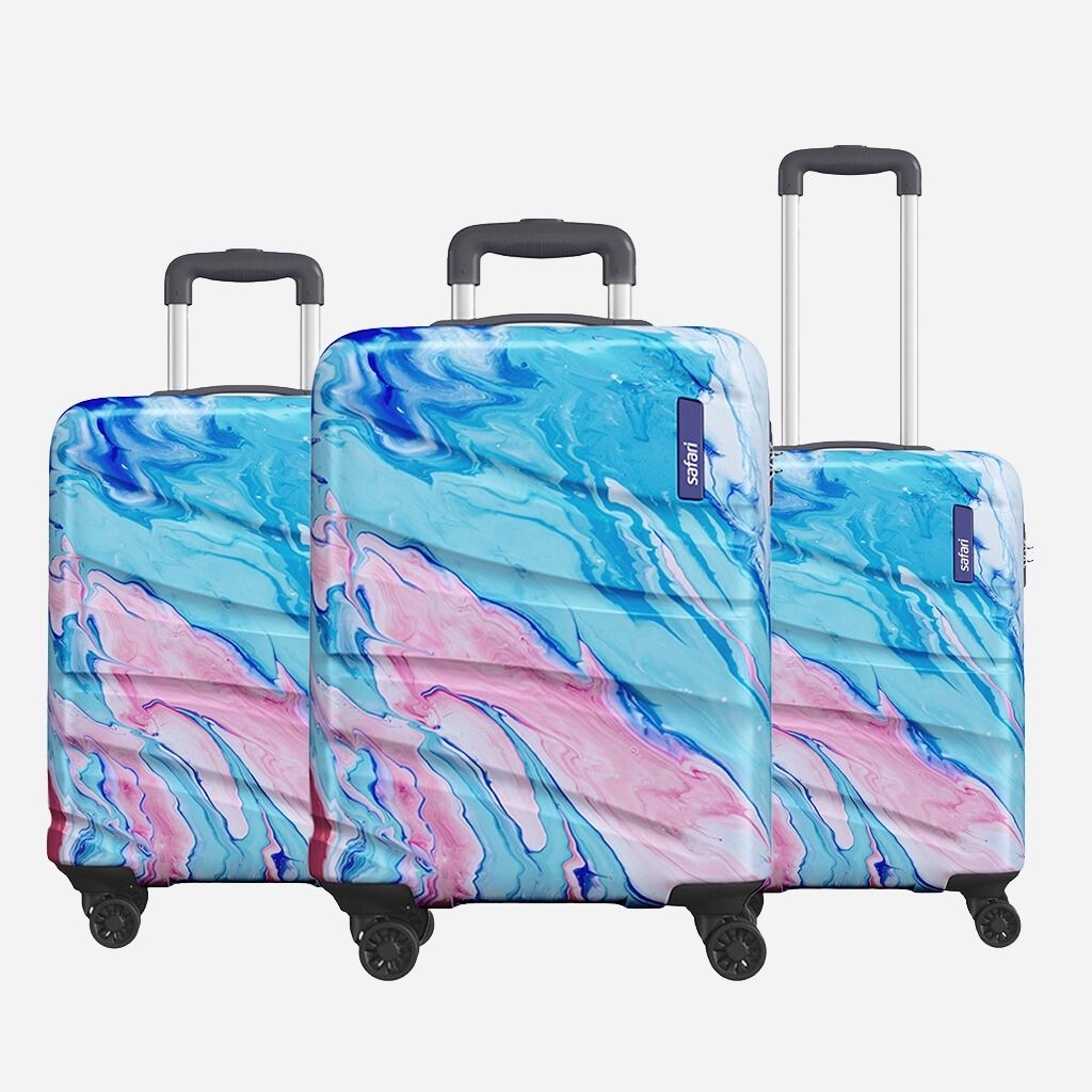 Safari Hue Set of 3 Printed Trolley Bags with Dual Wheels