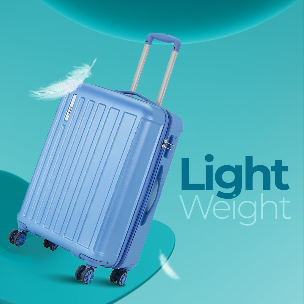 Safari Linea Set of 3 Pearl Blue Trolley Bags with Dual Wheels