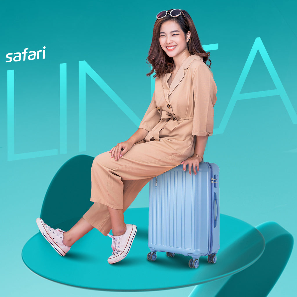 Safari Linea Pearl Blue Trolley Bag with Dual Wheels