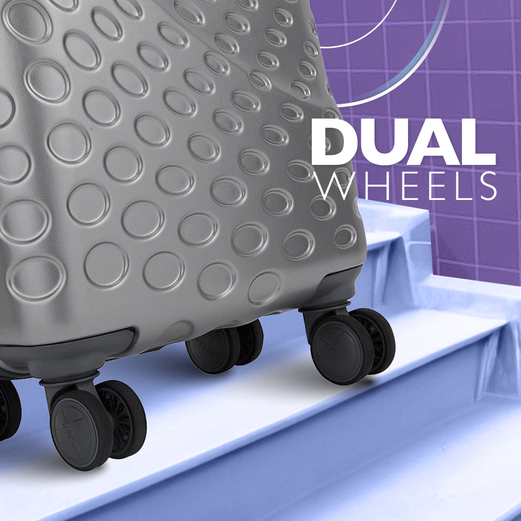 Safari Orbit Set of 3 Silver Trolley Bags with Dual Wheels & Anti Theft Zipper