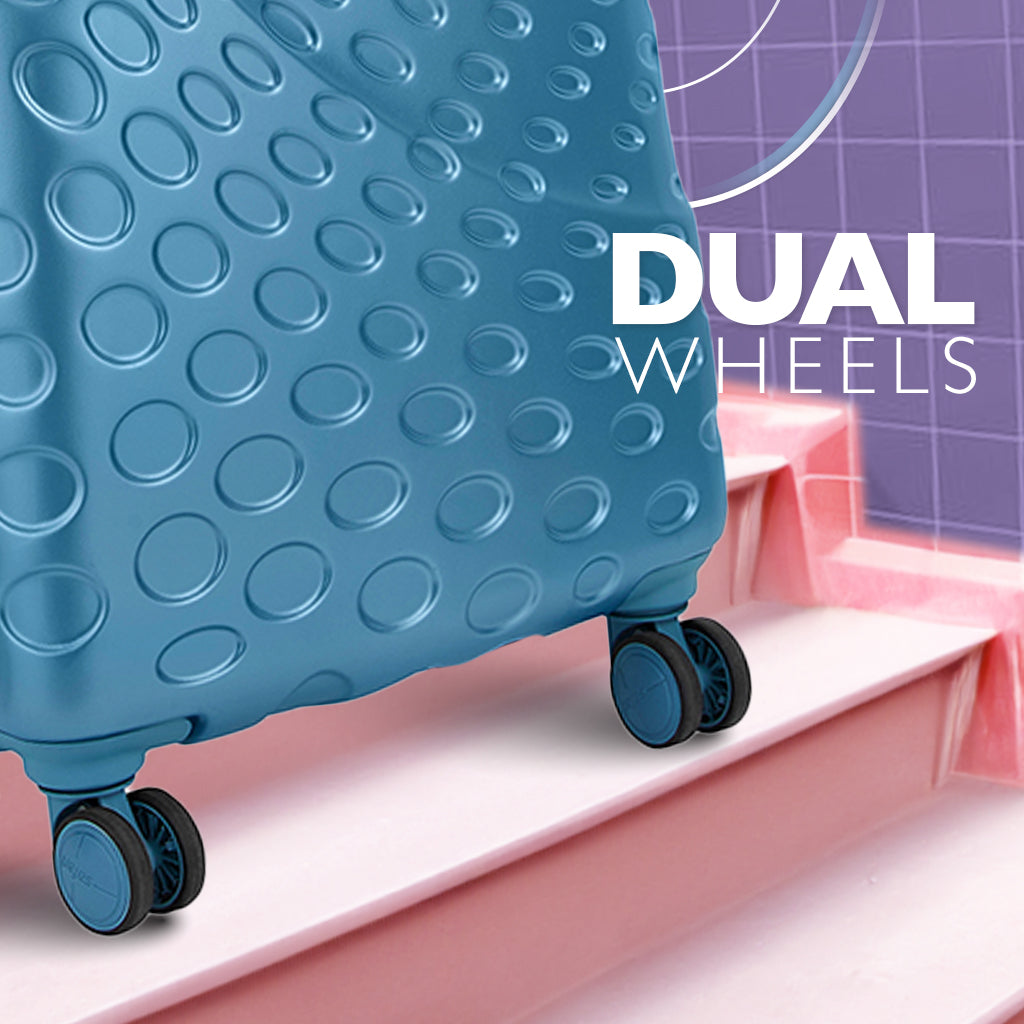 Safari Orbit Set of 3 Pearl Blue Trolley Bags with Premium Interior, Wet Pouch & Anti Theft Zipper