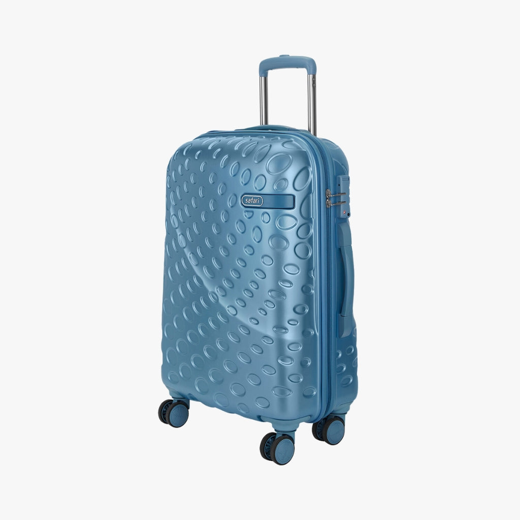 Safari Orbit Pearl Blue Trolley Bag with Premium Interior, Wet Pouch & Anti Theft Zipper