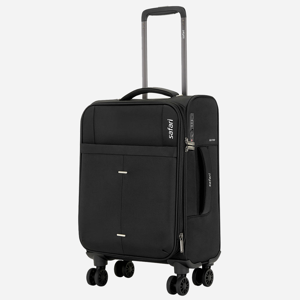 Safari Airpro 40% Lighter Black Trolley Bag with Dual Wheels, Detailed interiors and Expander