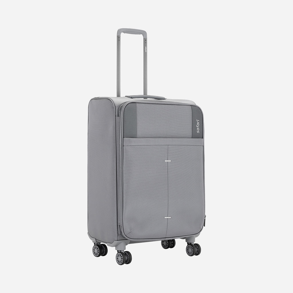 Safari Airpro 40% Lighter Grey Trolley Bag with Dual Wheels, Detailed interiors and Expander