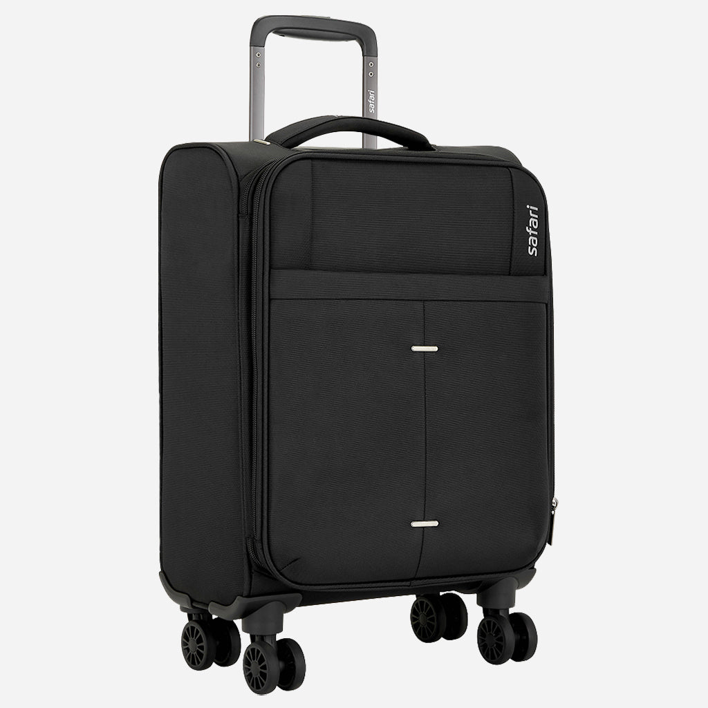 Safari Airpro 40% Lighter Black Trolley Bag with Dual Wheels, Detailed interiors and Expander