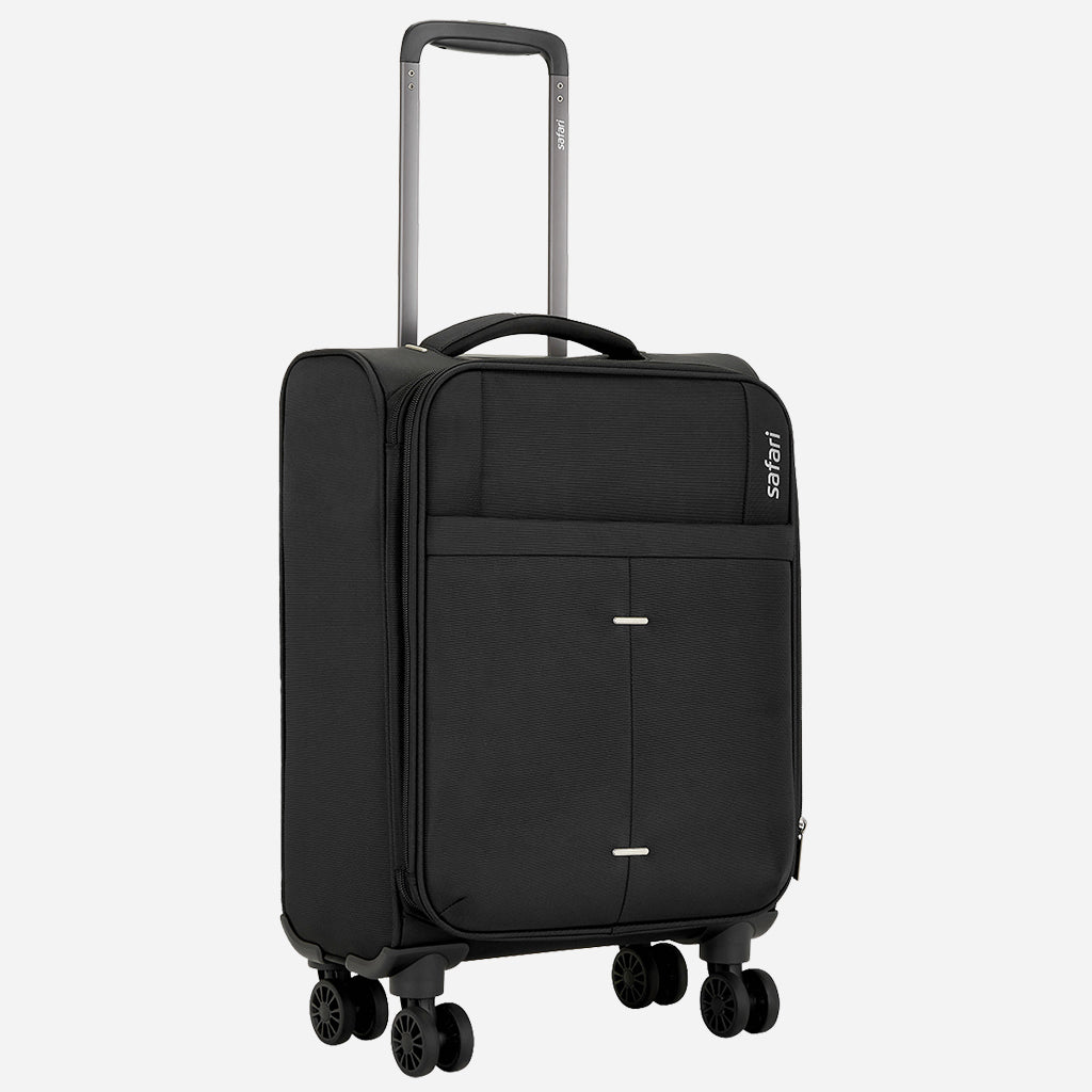 Safari Airpro 40% Lighter Black Trolley Bag with Dual Wheels, Detailed interiors and Expander