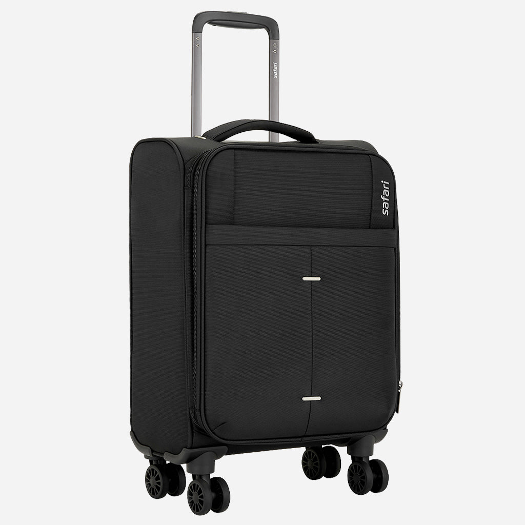 Safari Airpro 40% Lighter Black Trolley Bag with Dual Wheels, Detailed interiors and Expander