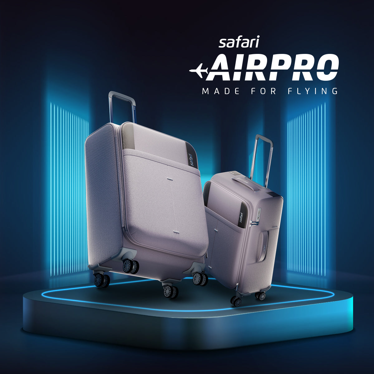 Safari Airpro Set of 3 Grey Lightweight Trolley Bags with 360° Wheels