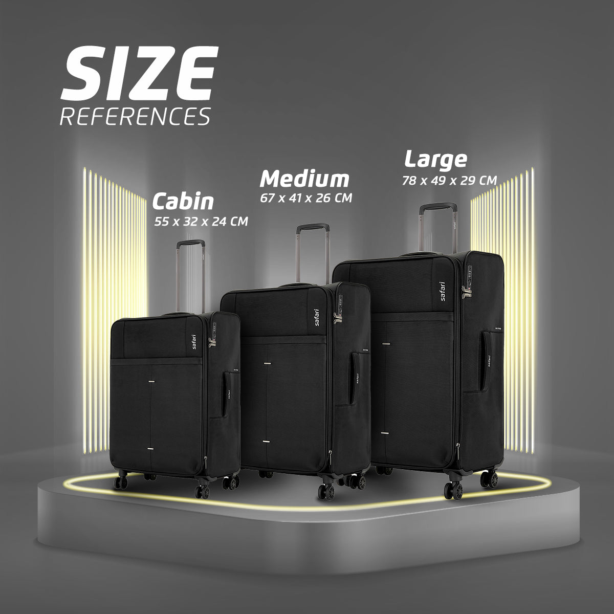 Safari Airpro 40% Lighter Black Trolley Bag with Dual Wheels, Detailed interiors and Expander