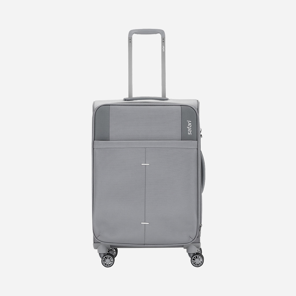 Safari Airpro 40% Lighter Grey Trolley Bag with Dual Wheels, Detailed interiors and Expander