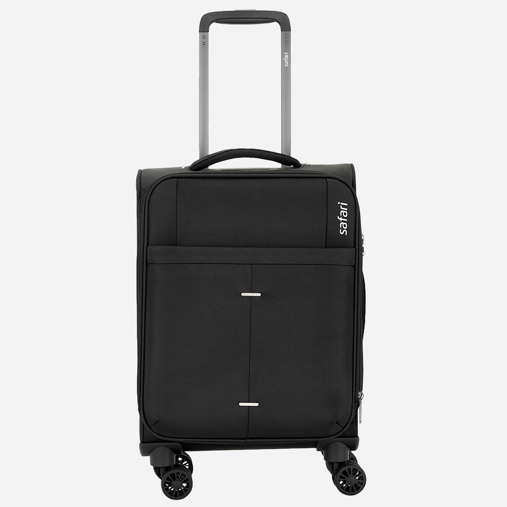 Safari Airpro 40% Lighter Black Trolley Bag with Dual Wheels, Detailed interiors and Expander