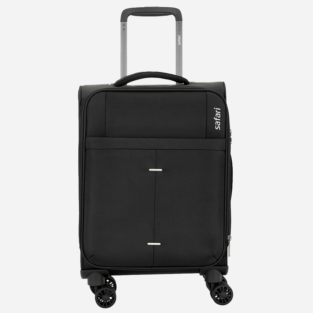 Safari Airpro 40% Lighter Black Trolley Bag with Dual Wheels, Detailed interiors and Expander